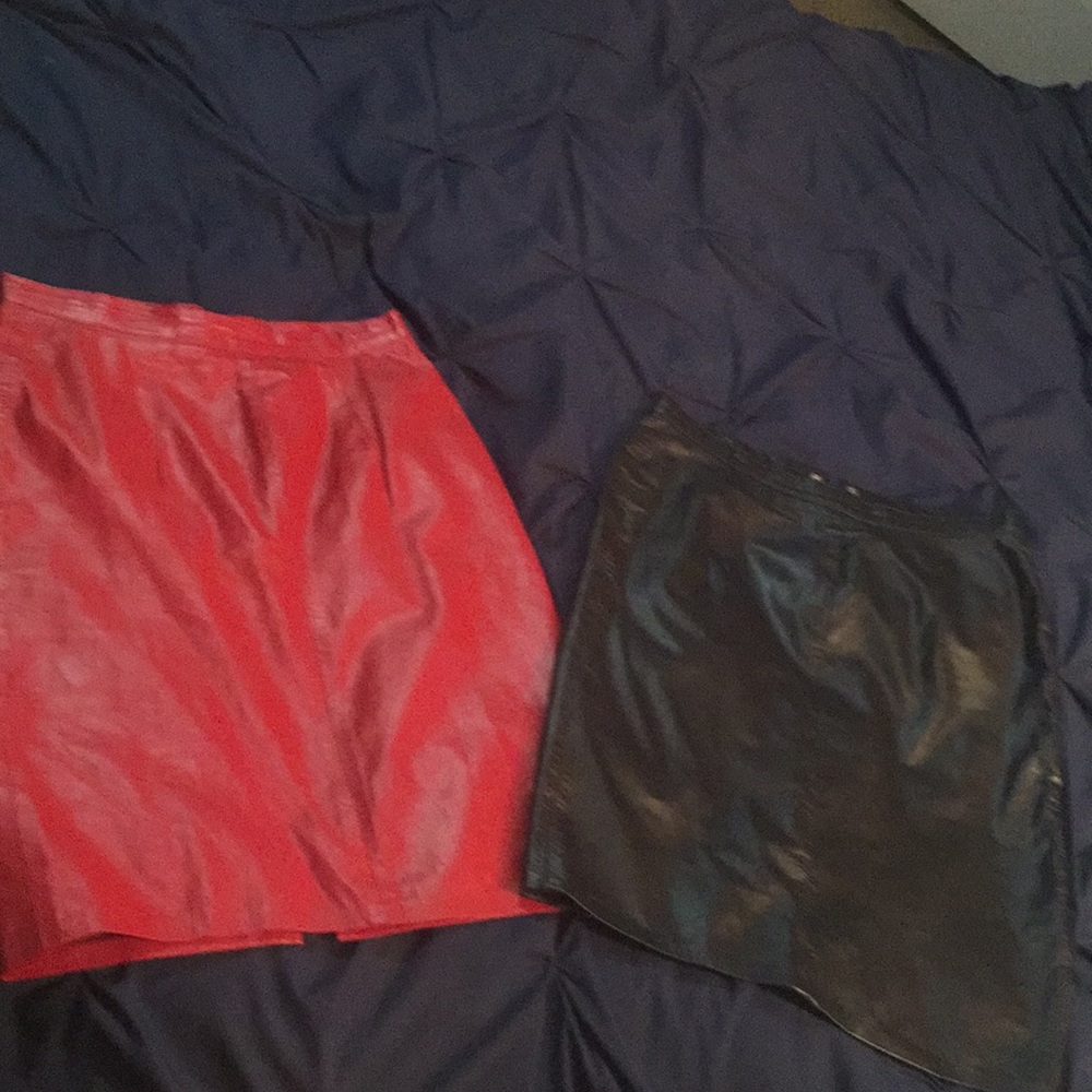 2 genuine leather skirts size 7/8